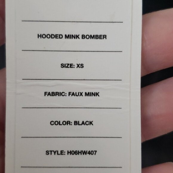 Helmut Lang Oversized Black Faux Mink Bomber Zipper Front Elastic Cuffs Size XS - Picture 14 of 14